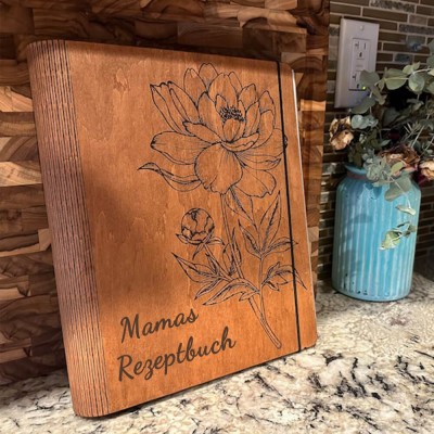Personalisierte Familie Hölzerne Rezeptbuch für Weihnachten Geschenk