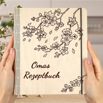 Personalisierte Familie Hölzerne Rezeptbuch für Weihnachten Geschenk