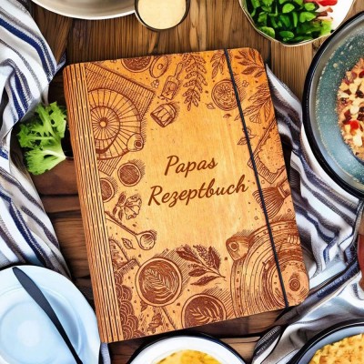 Personalisierte Familie Hölzerne Rezeptbuch für Weihnachten Geschenk