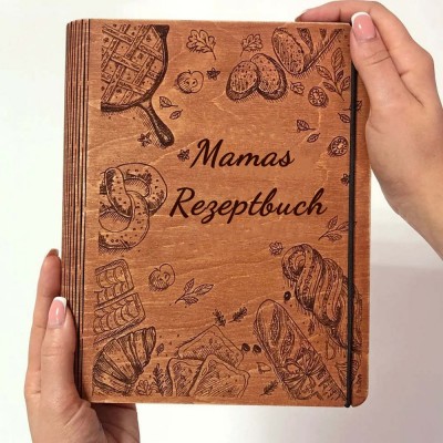 Personalisierte Familie Hölzerne Rezeptbuch für Weihnachten Geschenk
