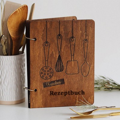 Personalisierte Familien Hölzerne Rezeptbuch Für Weihnachten Geschenk