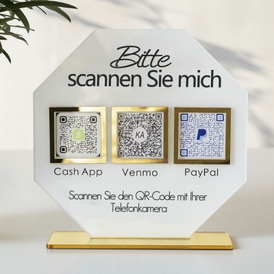 Personalized 3 QR Code Sign Business Payment & Social Media Sign