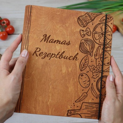 Personalisierte Familie Hölzerne Rezeptbuch für Weihnachten Geschenk