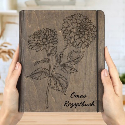 Personalisiertes Familien-Rezeptbuch aus Holz für Mama, Oma, Geschenkideen zum Weihnachtstag