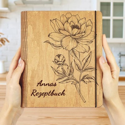 Personalisierte Familie Hölzerne Rezeptbuch für Weihnachten Geschenk