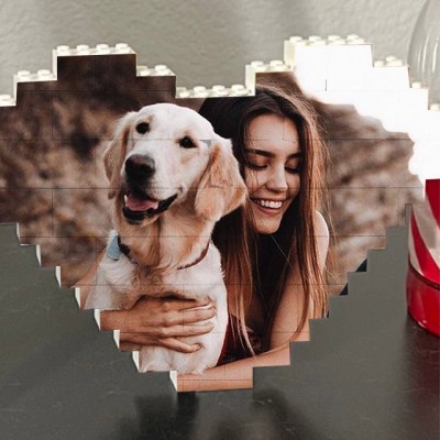 Personalisierter Herz-Fotoblock-Puzzle-Baustein für Tierliebhaber-Andenken