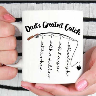 Personalisierte Kaffeetasse Papas größtes Fang-Angel-Geschenk mit personalisiertem Namen für Kinder