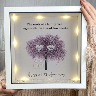Custom Family Tree Frame With Names 10th Anniversary Gifts
