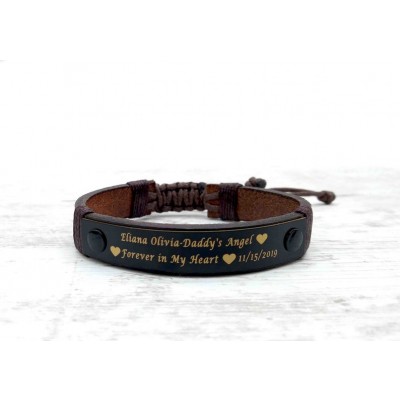 Personalisierte Ein Stück meines Herzens ist im Himmel Erinnerungs Lederarmbänder Geschenke