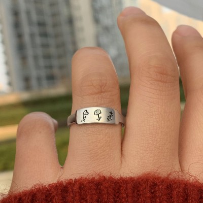 Personalisiertes Familiengeburts-Blumen-Monats-Ring-Geschenk für Sie