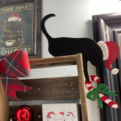 Christmas Cat Door Topper with Holly Berries Xmas Sign Holiday Topper Home Decor