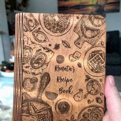 Personalisiertes Familien-Rezeptbuch aus Holz für Mama, Oma, Geschenkideen zum Weihnachtstag