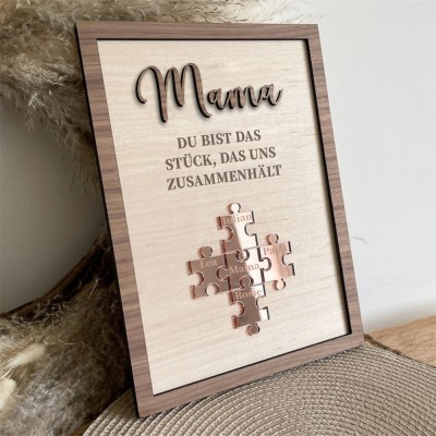 Mama Du bist das Stück, das uns zusammenhält Personalisiertes Mama Puzzle Zeichen Geschenk für Mama