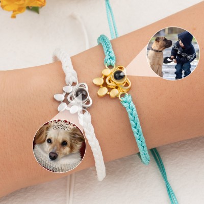 Personalisiertes Erinnerungs-Fotoprojektions-Pfoten-Charm-Armband für Haustierliebhaber