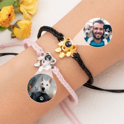 Personalisiertes Erinnerungs-Fotoprojektions-Pfoten-Charm-Armband für Haustierliebhaber