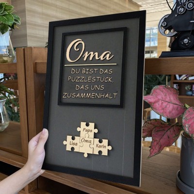Oma Du bist das Stück, das uns zusammenhält Personalisiertes Mama Puzzle Zeichen Geschenk für Oma