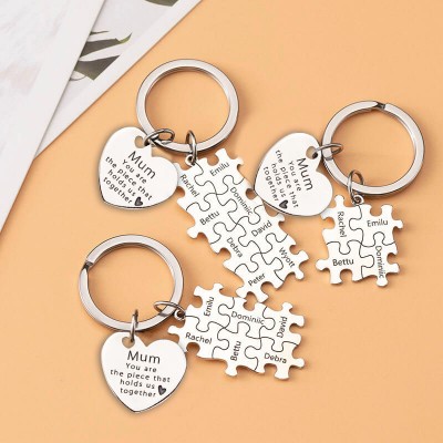 Personalisierte Mama Puzzle Schlüsselanhänger Gravur 1-20 Namen