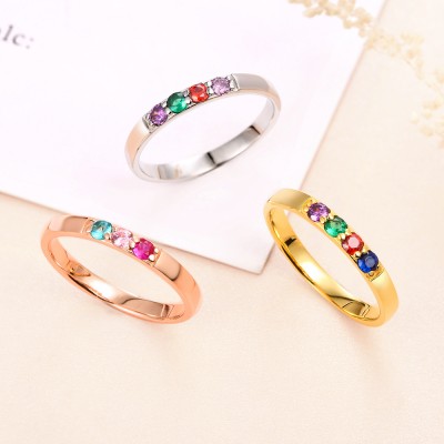 S925 Sterling Silber Geburtsstein Ring | Mutterring | Personalisierter Geburtssteinring | Paar Ring