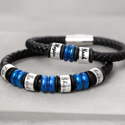 Personalisiertes geflochtenes 1-10 Perlen graviertes Namensarmband