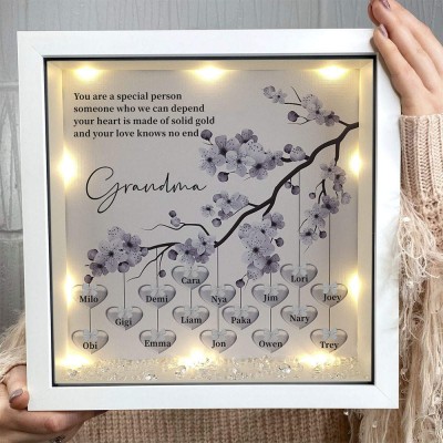 Custom Family Tree Frame With Grandchildren Names For Grandma Anniversary Christmas New Home Decor