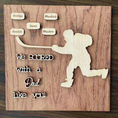 Personalisierte Hockeyplakette mit 1-10 Namen eingraviert Vatertagsgeschenk