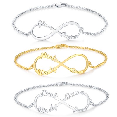 Personalisiertes Infinity Names Armband mit 1-4 Namen