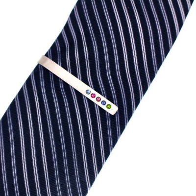 Personalisierte Krawattenklammern mit Namensgravur für Männer mit Geburtsstein für ihn Vatertagsgeschenk
