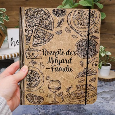 Individuelles Familien-Rezeptbuch aus Holz für Geschenkideen zum Weihnachtstag