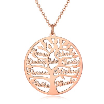 18 Karat Rosévergoldung Personalisierte Stammbaum Gravierte 1-9 Namenskette