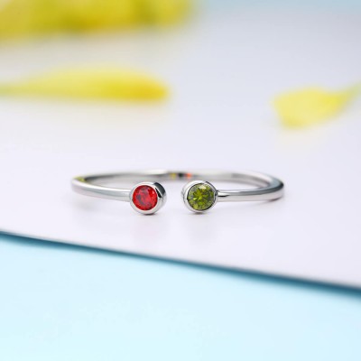 S925 Sterling Silber Geburtsstein Ring | Mutterring | Personalisierter Geburtssteinring | Paar Ring