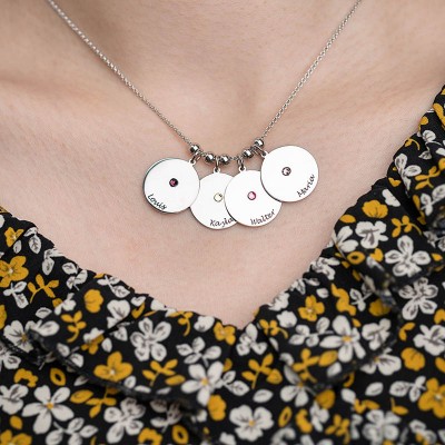 Personalisierte Geburtssteine ​​Anhänger Namenskette mit 1-10 Charms