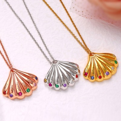 18 Karat Rosévergoldung Personalisierte Muschelform Anhänger 1-9 Name Geburtsstein Halskette