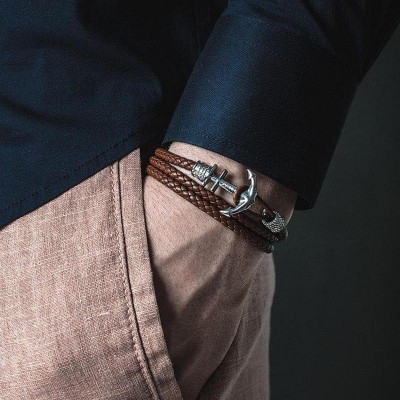 Neue heiße Art-Männer-Geschenke Personalisierte Anker-Namen-Gravur-Lederarmbänder