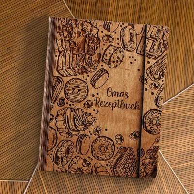 Individuelles Familien-Rezeptbuch aus Holz für Mama, Oma, Geschenkideen zum Weihnachtstag