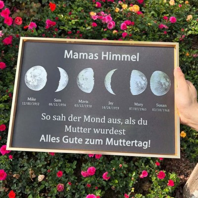 Personalisierte Mama's Sky Mondphase Druck Rahmen mit Kindernamen einzigartige Muttertag Geschenke