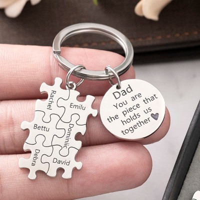 Vatertagsgeschenk Personalisierte Papa Puzzle Schlüsselanhänger Gravur 1-20 Namen