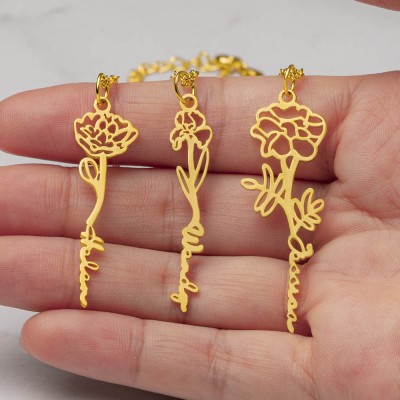 Personalisierte Blumennamenskette mit Geburtsblumengeschenk für Sie 