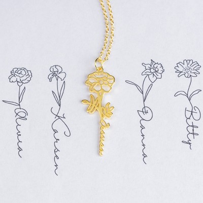 Personalisierte Blumennamenskette mit Geburtsblumengeschenk für Sie