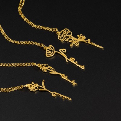 Personalisierte Blumennamenskette mit Geburtsblumengeschenk für Sie