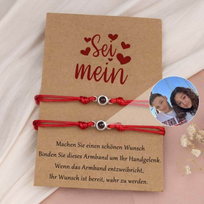 Personalisiertes Foto-Projektionsarmband für ein Paar zum Valentinstag