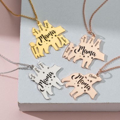 Personalisierte Mama Bär Halskette 1-8 Namen für Muttertagsgeschenke