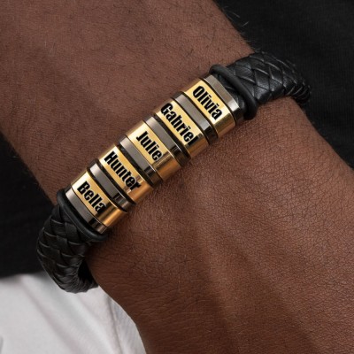 Personalisiertes Herren-Perlenarmband mit Namen, Weihnachts- und Geburtstagsgeschenk für Papa und Ehemann