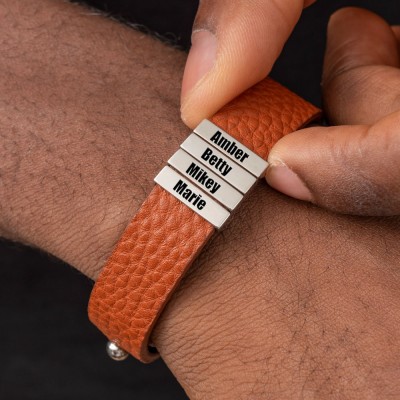 Herrenarmband mit personalisierten Namensperlen, Weihnachts- und Geburtstagsgeschenk für Vater, Ehemann, Freund