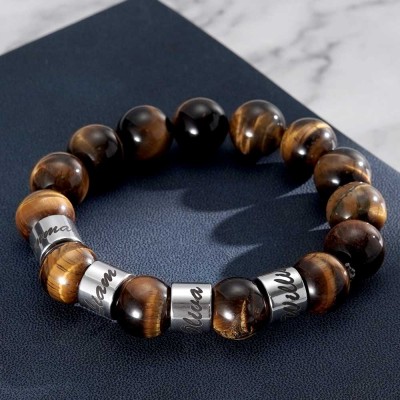 Benutzerdefinierte Gravur Namensperlen Armband mit 1-10 Perlen