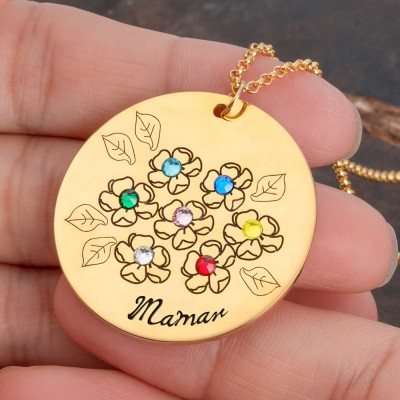 Personalisierte Geburtsstein-Blumenhalsketten für Mama und Oma