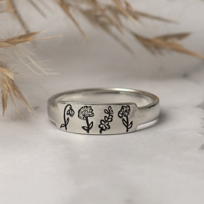 Personalisiertes Familiengeburts-Blumen-Monats-Ring-Geschenk für Sie 