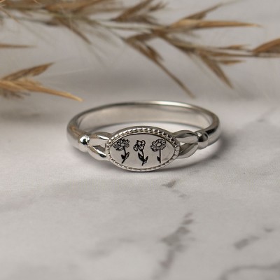 Personalisiertes Familiengeburts-Blumen-Monats-Ring-Geschenk für Sie 