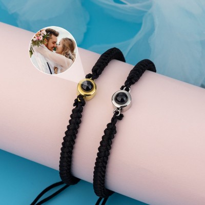 Personalisiert Fotoprojektions-Charm-Armband für Paar-Jahrestags-Hochzeit