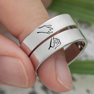 Personalisierter passender Ring schwören Stapelring 2er-Set