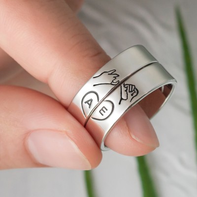 Personalisierter passender Ring schwören Stapelring 2er-Set